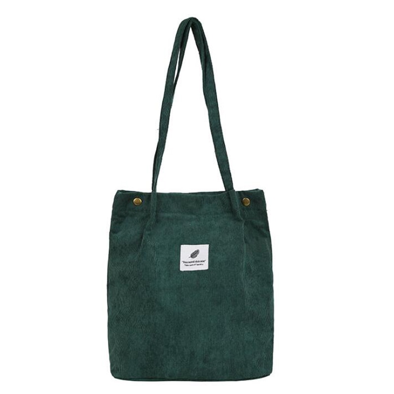 Women Corduroy Shopping Bag Female Canvas Cloth Shoulder Bag Environmental Storage Handbag Reusable Foldable Eco Grocery Tot