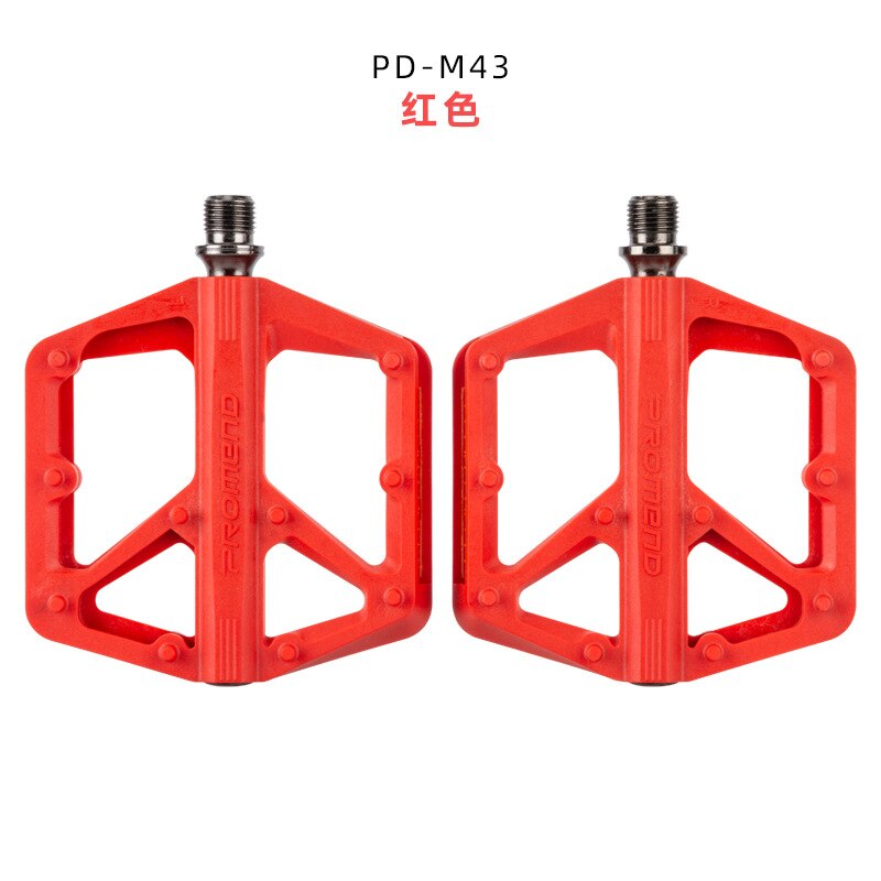 Reflector de Pedal de bicicleta de montaña ultraligero, rodamiento sellado, Pedal antideslizante de fibra de nailon de alta resistencia: Rojo