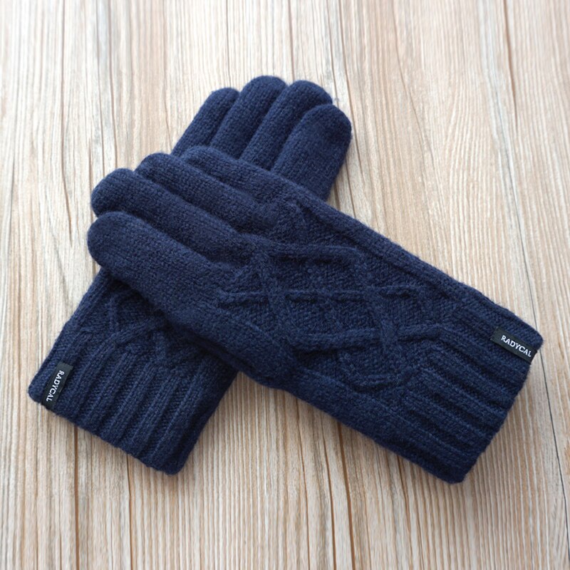 De de hombre guantes hombres 100% de lana de invierno cálido expuestos dedo mitones de punto cálido hombre grosor doble guantes de lana