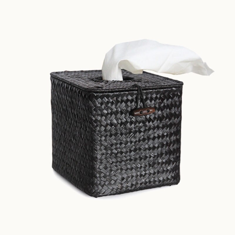 Vintage Handwerk Rotan Tissue Doos Zeegras Servet Grandado