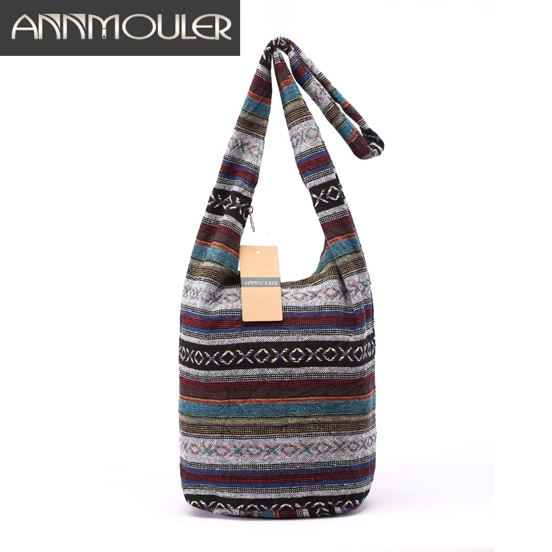 Kvinnor vintage axelväska mochila retro vävtyg messenger väska bohemisk stil hippie aztec folk tribal crossbody väska