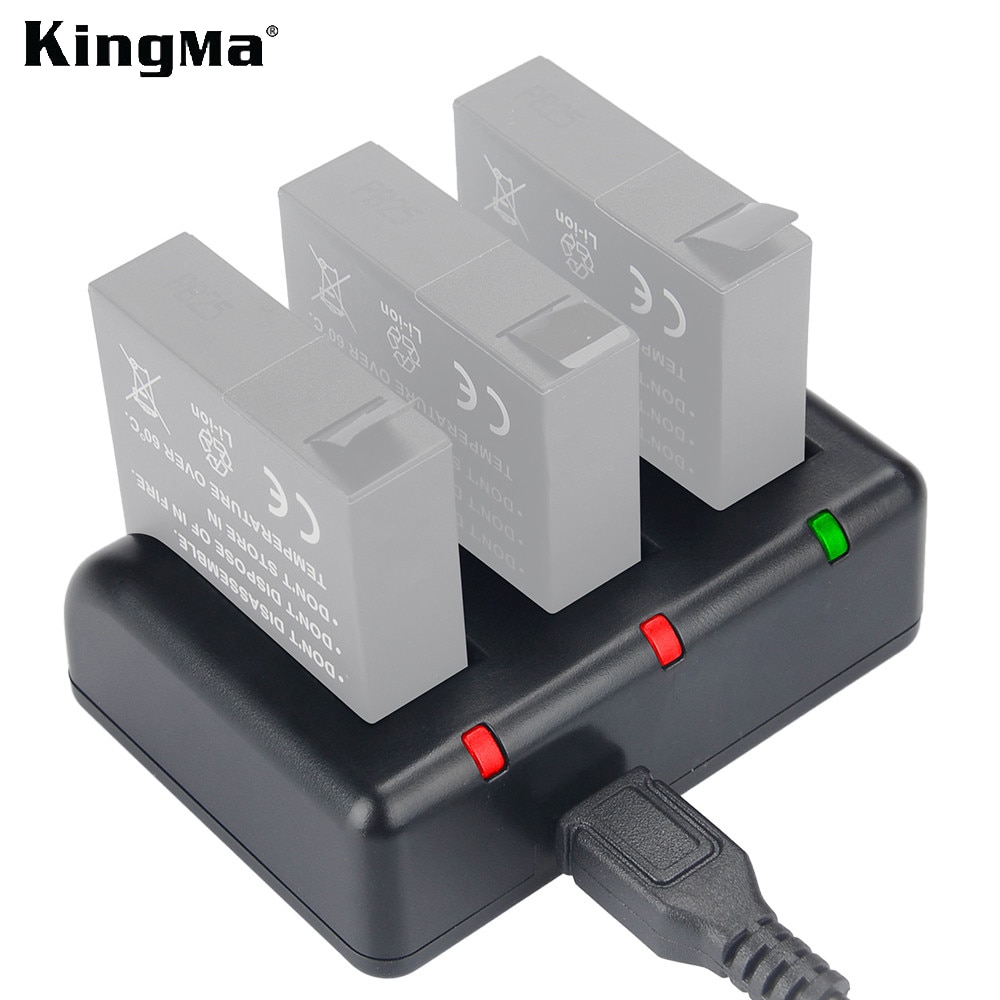 KingMa AZ16-1 Batterij 3-Channel Usb-oplader voor Xiaomi YI AZ16-1 en voor Xiaomi Yi 4 K II Action Camera accessoires