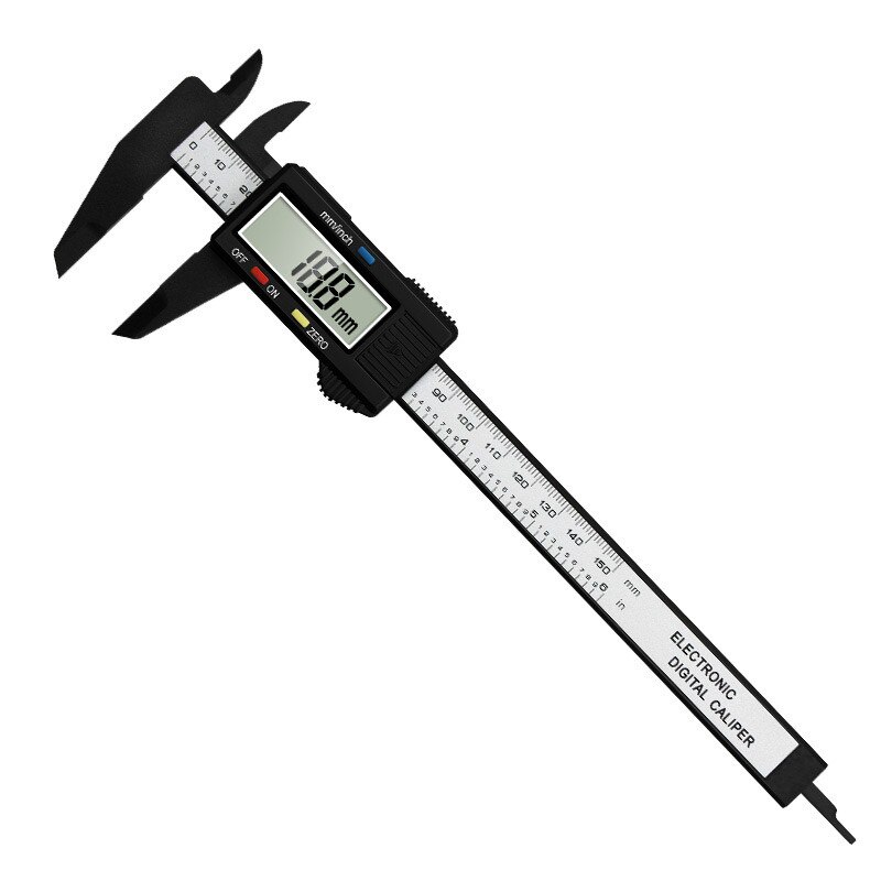 150mm Electronic Digital Caliper Carbon Fiber Dial Vernier Caliper Gauge Micrometer Measuring Tool Digital Ruler: 0-150mm black