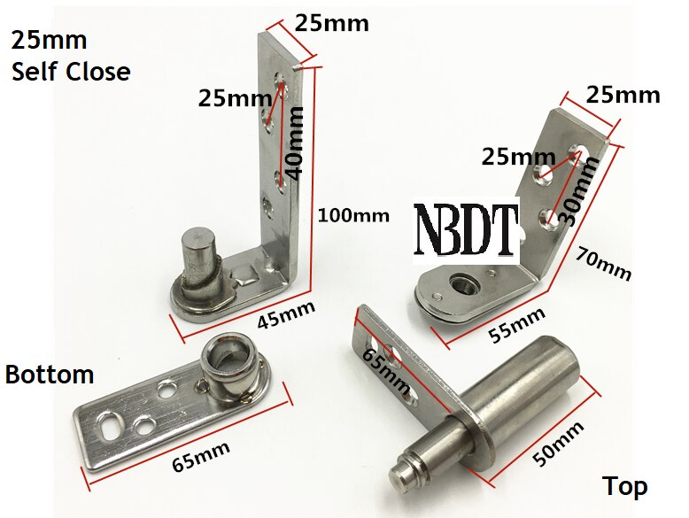 1Pair Stainless Steel Self Close Pivot Hinge Public Toilet Partition Cubicle Bar Door: 25MM