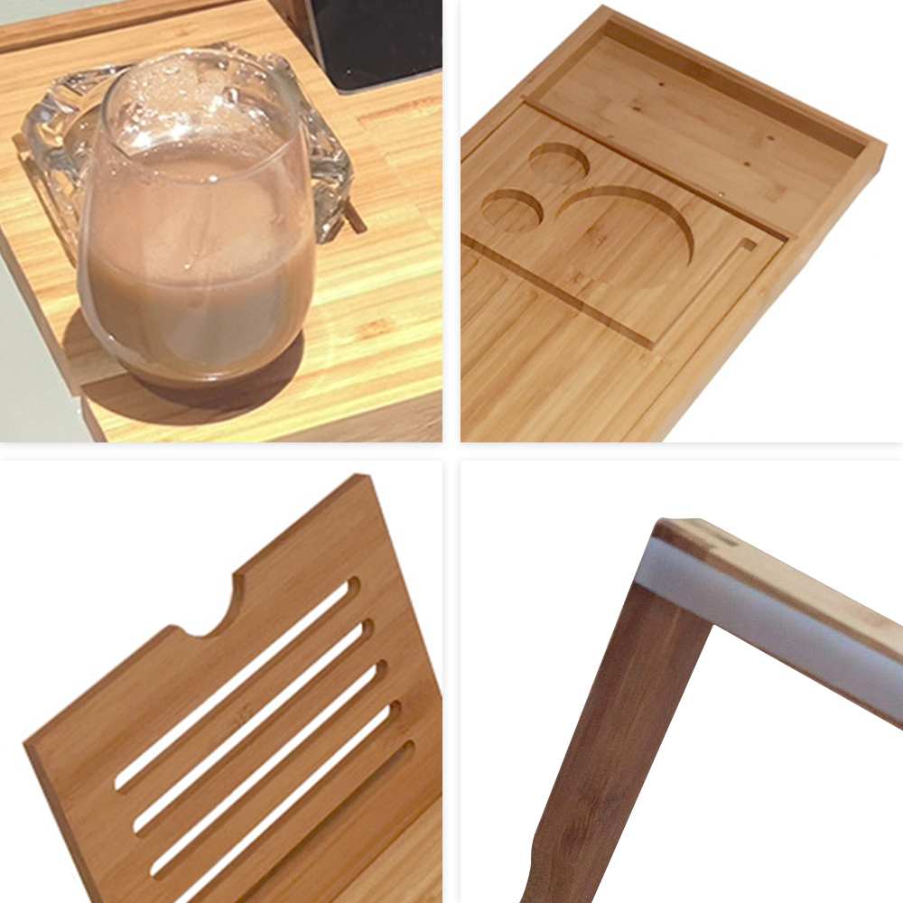 Bathtub Caddy Tray Spa Bathtub Caddy Organizer Book Wine Tablet Holder Reading Rack Nonslip Bottom Extendable Sides