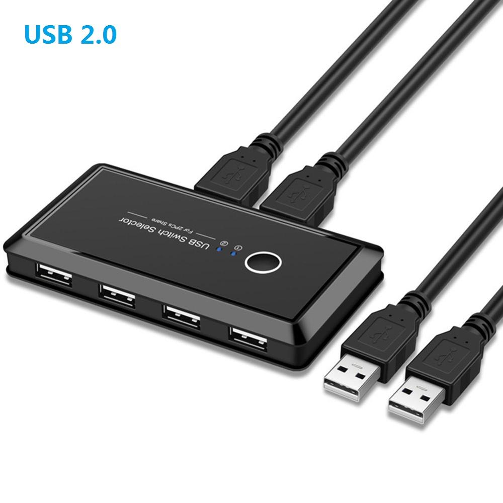 USB KVM Switch USB 3.0 2.0 Switcher 2 Port PCs Sharing 4 Devices for Keyboard Mouse Printer Monitor USB 2.0 3.0 Switch Selector: USB 2.0
