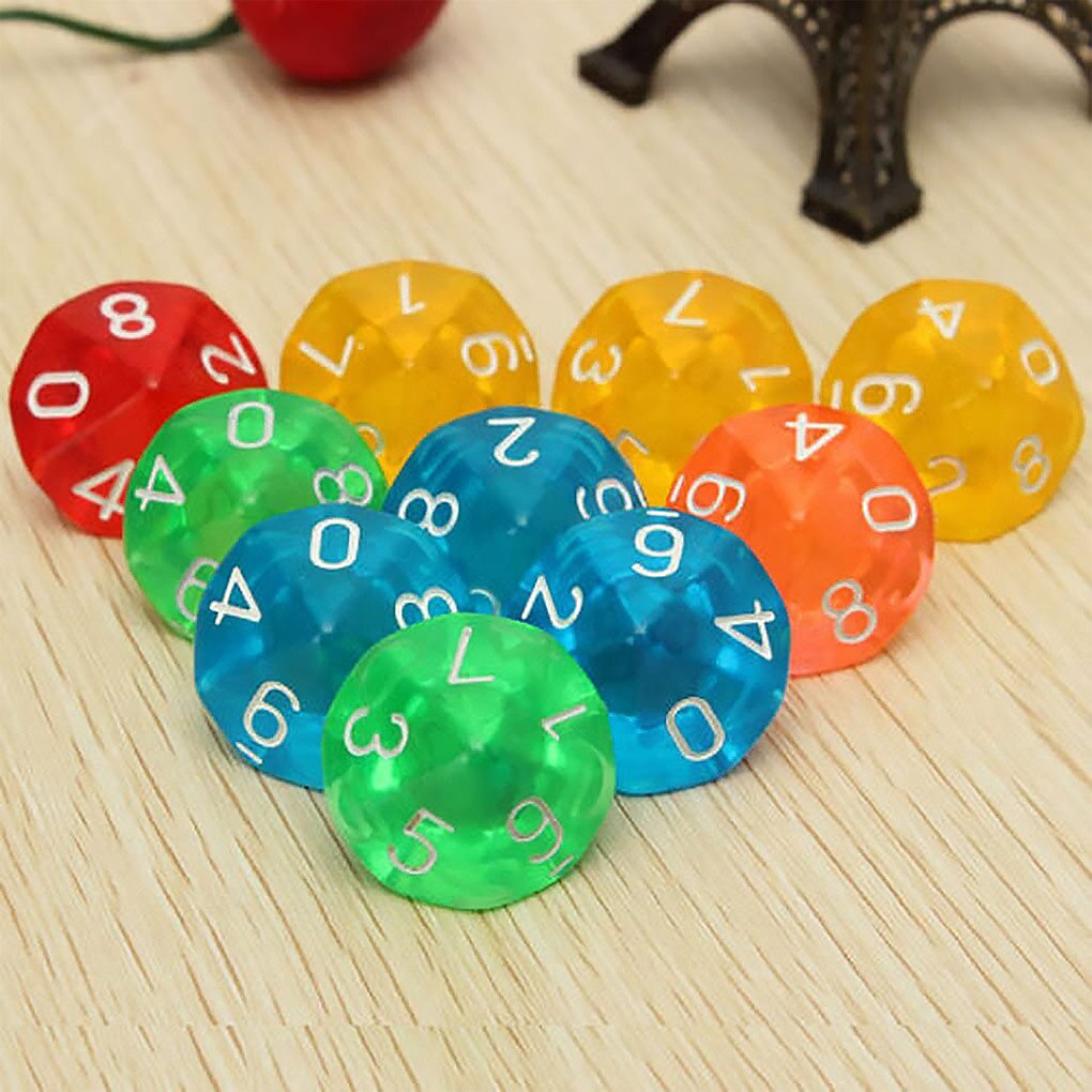 10 stücke 0 zu 9 Gesichter Würfel TRPG Bord Spiel Multi-einseitig Acryl rollen Würfel brettspiel Zubehör