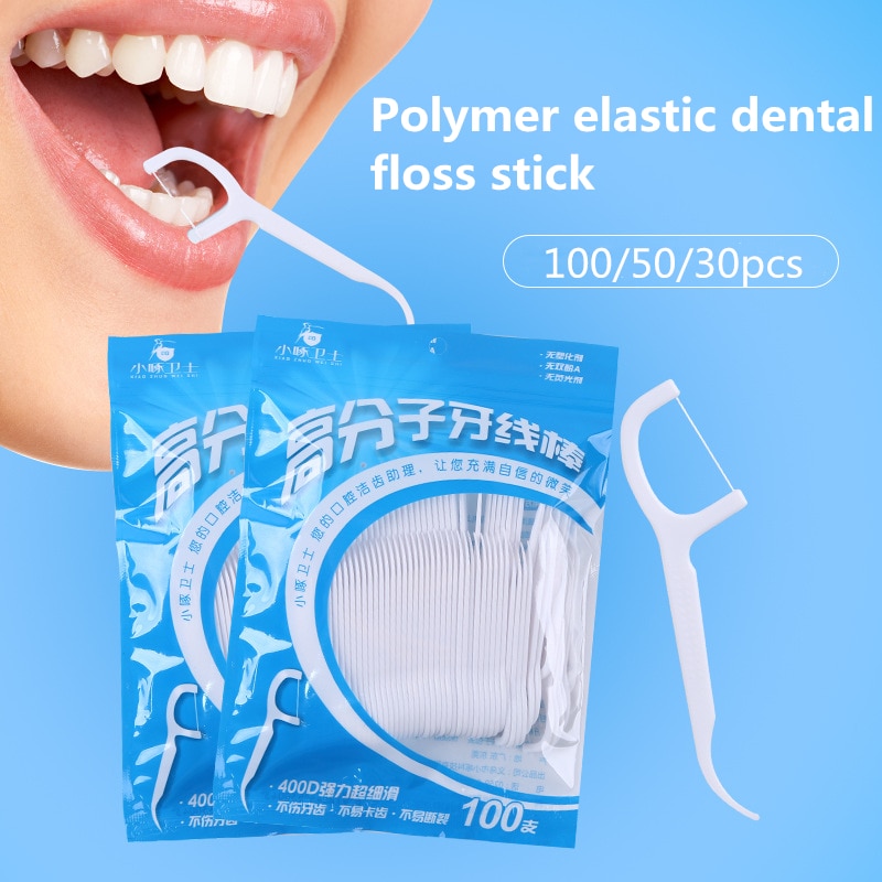 100/50/30pcs Superfine Dental Floss Stick Interdental Cleaning Line Children's Dental Care Flat Line Flossing Plastic Toothpicks