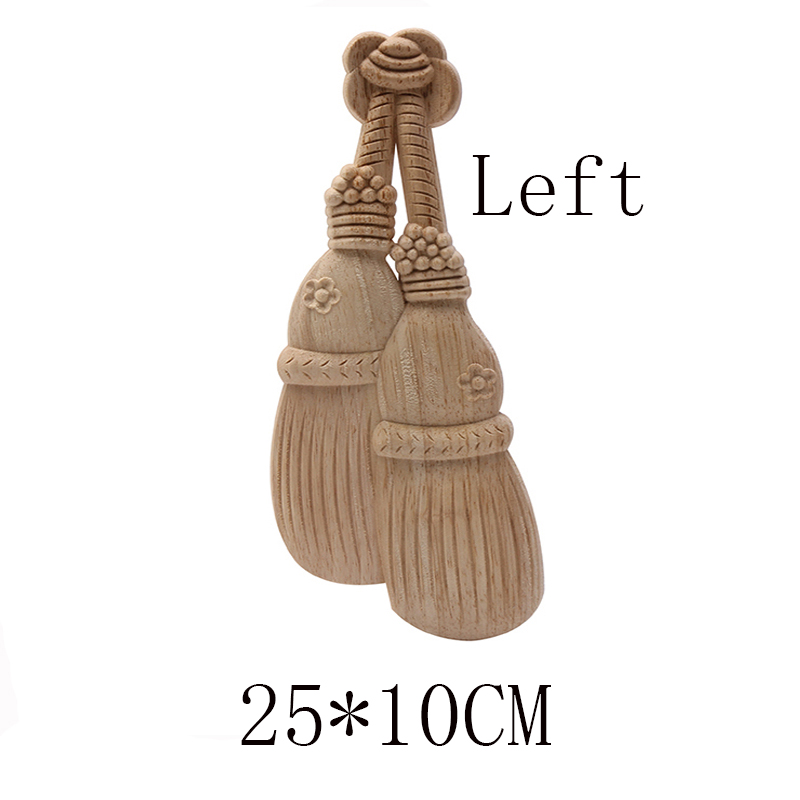 Applique for Home Furniture Unpainted Wood Oak Carved Wave Flower Onlay Corner Decor Wood Carved Long Applique Rubber Wood: C166-4