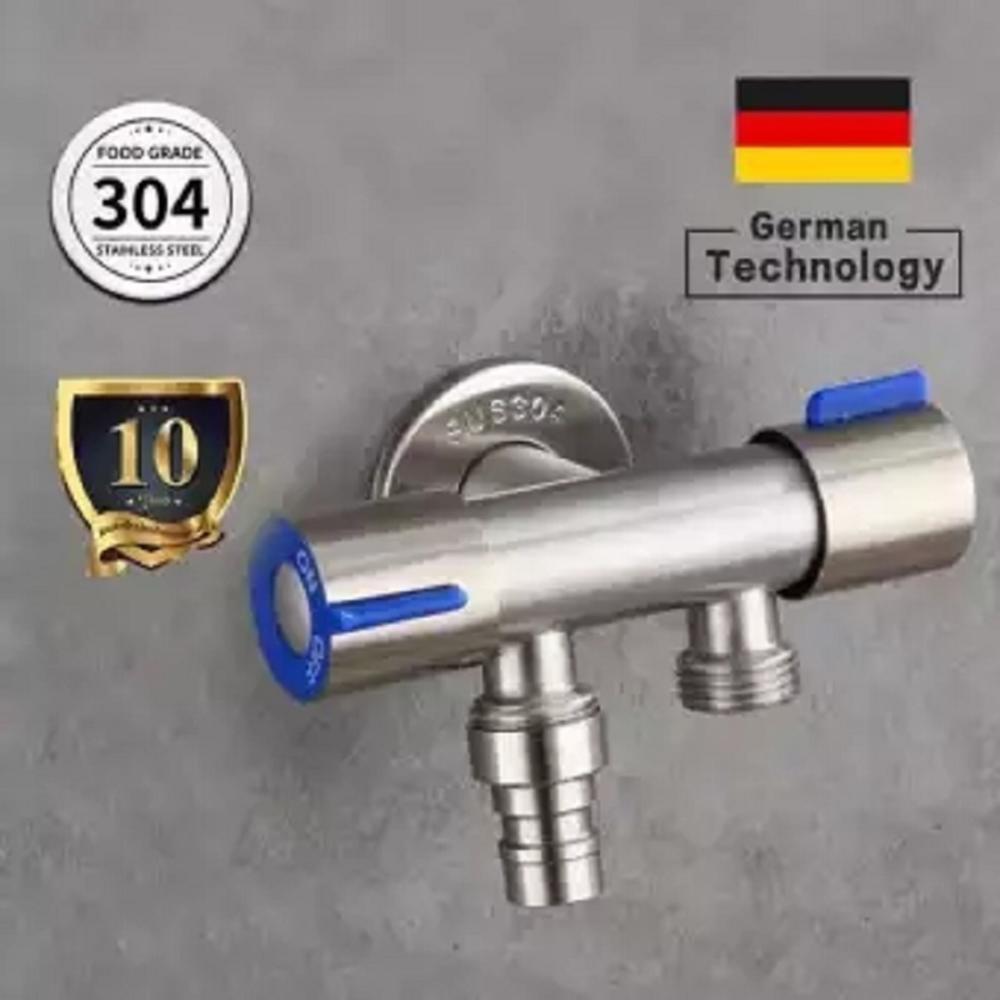 G1/2 Stainless Steel Triangle Valve One Into Two Out Double Water Double Control Angle Valve Toilet Water Inlet Switch Faucet