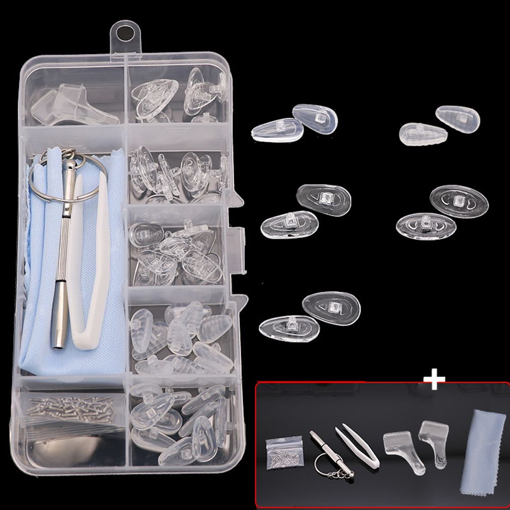 Brillen reparatur set Silikon Nasen pads Ersatz optische Brille Reparatur werkzeug Teile sortiert Kit Schrauben dreher Pinzette Ohr haken: green