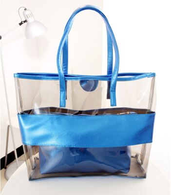 Zomer Vrouwelijke Tas Handtas Mode Transparante Strand Broodje Moeder Tas Jelly Schoudertas Gratis Masker 1Ps