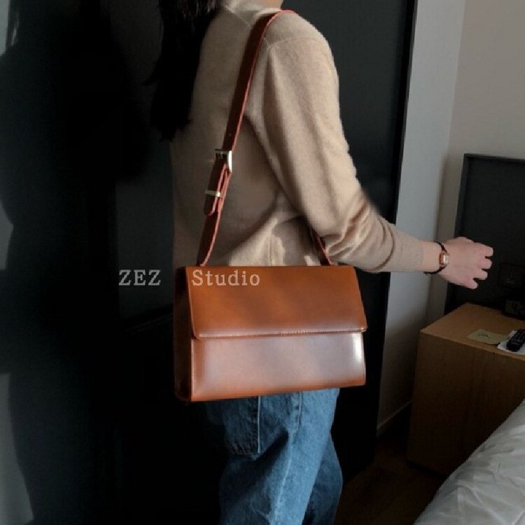 Jahrgang PU Leder Frauen Handtaschen Einfache Einfarbig Weibliche Platz Schulter Bote Taschen Damen Kleine Tote