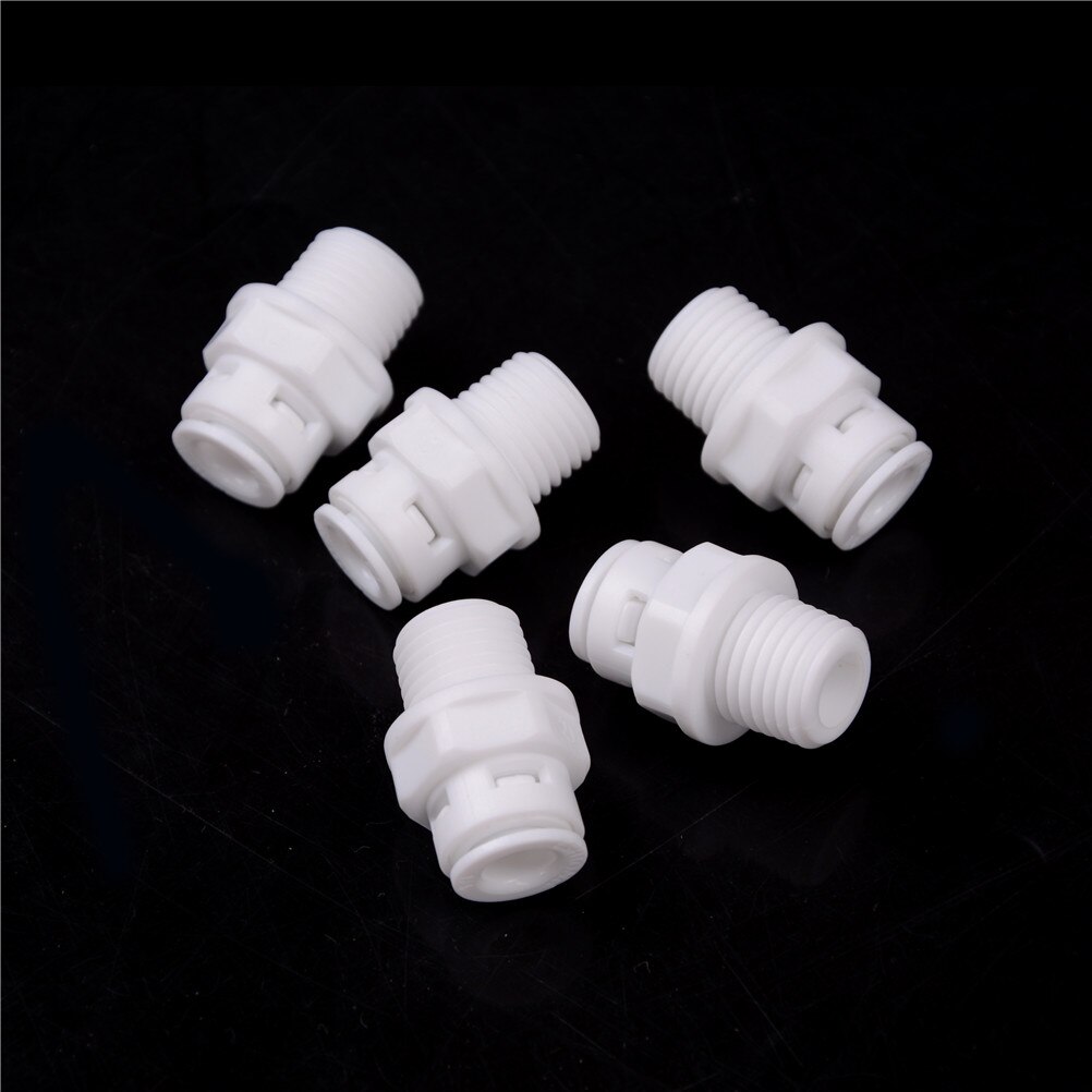 5Pcs Wit 1/4 ''Push Fit Tube 1/4'' Schroefdraad Man Quick Connect Ro Water Sluit