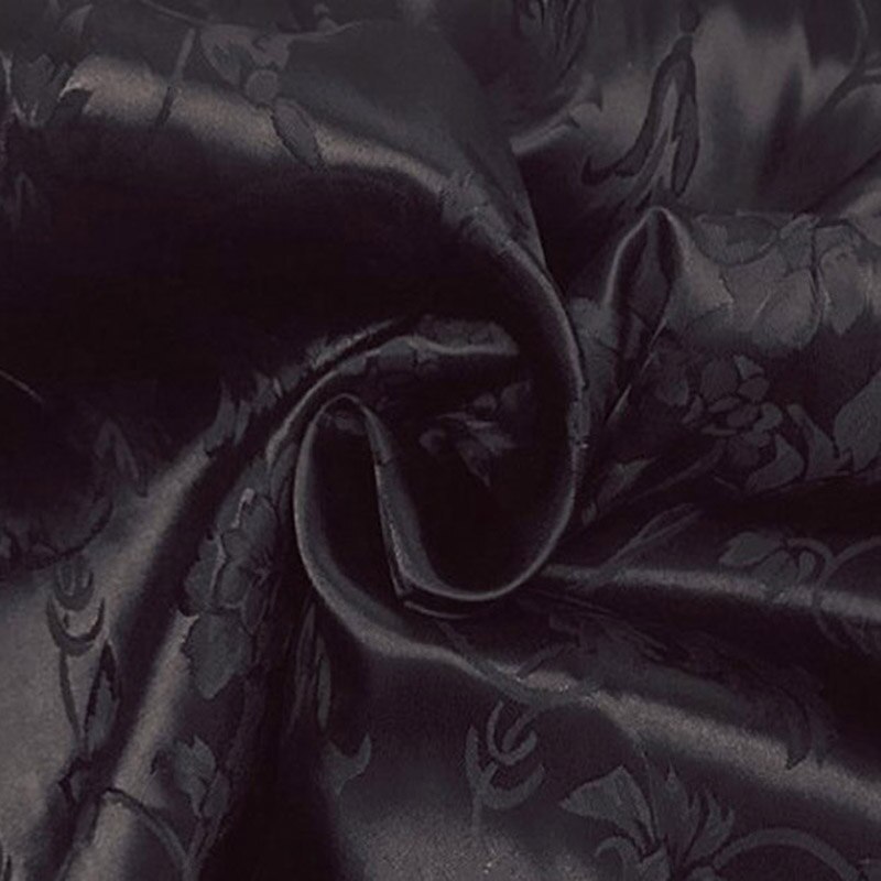 Sort lilje blomst jacquard bomuld polyester jacquard foring stof 50 x 135cm til diy syning