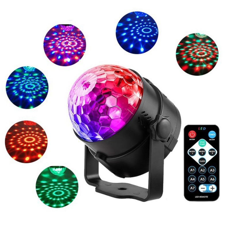 Sound Activated Roterende Disco Ball Dj Party Verlichting 3W 3LED Rgb Led Podium Verlichting Voor Kerst Bruiloft Geluid Party lichten