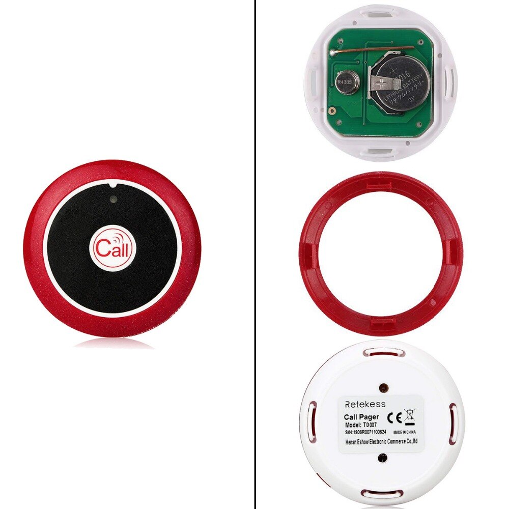 Retekess 10pcs 433MHz Wireless Pager Call Button Restaurant Waiter Calling System Catering Equipment Customer Service