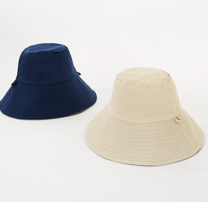 Cotton Double sided black yellow Bucket Hat Fisherman Hat outdoor travel hat Sun Cap Hats for Men and Women: BEIGE AND NAVY