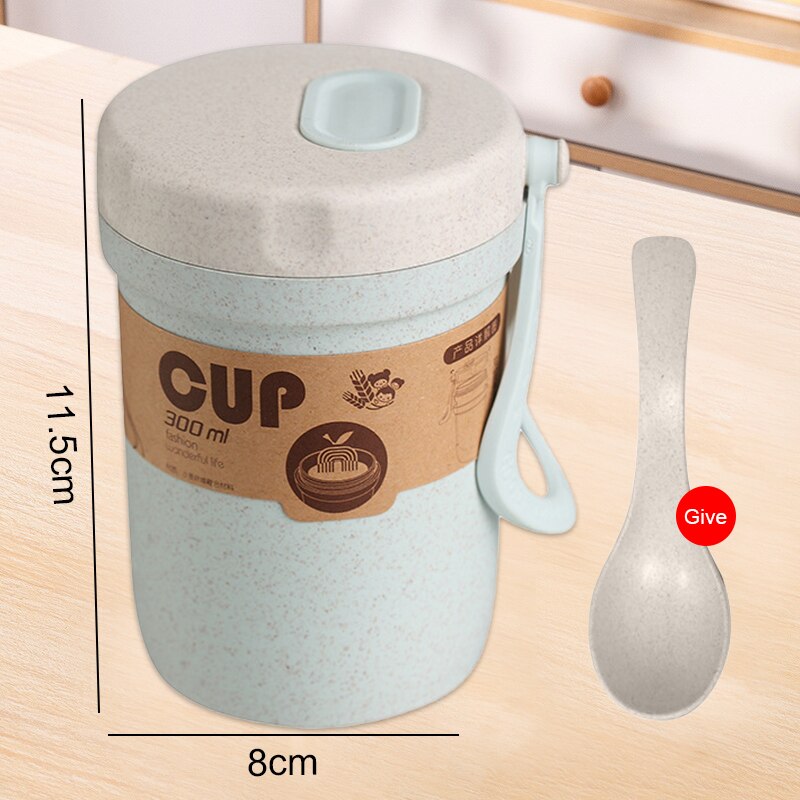 3 Lagen Lunchbox 900Ml Draagbare Tarwe Stro Bento Boxs Magnetron Dinnerwaer Foos Opslag School Kantoor Voedsel Container: Blue3