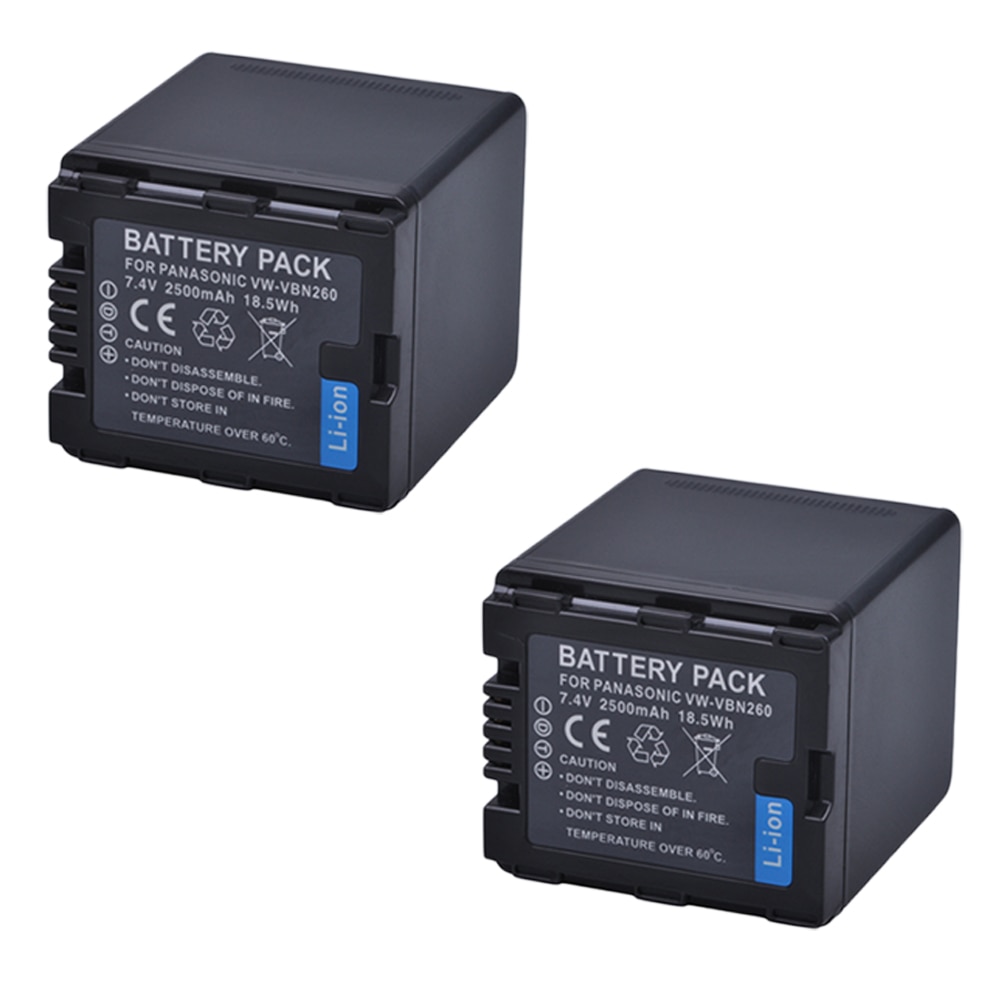 2 St Batterij VW-VBN26 VBN260 Batterij voor Panasonic VW-VBN26 HC-X800, HC-X900, Panasonic VW-VBN390 VBN130 HC-X910 HC-X920
