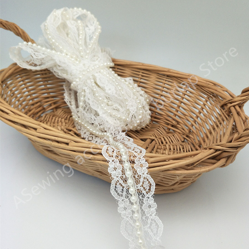 5 yard 3cm Vintage Style Lace Pearl Ribbon Trim Br... – Grandado