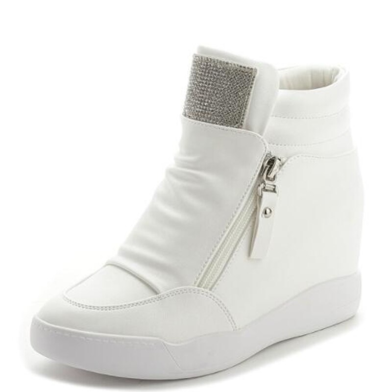 Merke høst vinter plattform kilehæl støvler damesko med økt plattformsåle kvinnelige uformelt glidelås botas  v561