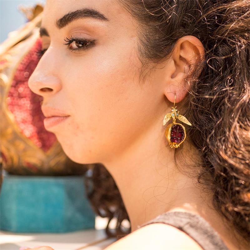 I & FDLK – boucles d'oreilles à crochet en forme de grenade dorée pour femme, bijoux féminins uniques, à la , pour elle