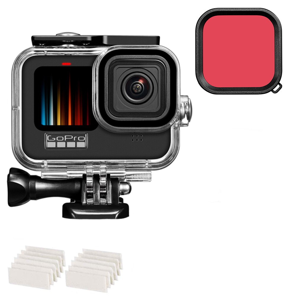 Til gopro hero 10 9 sort etui vandtæt 60m hus dykning beskyttende undervands dykkercover til go pro 9 10 gopro 9 tilbehør: Sæt 2
