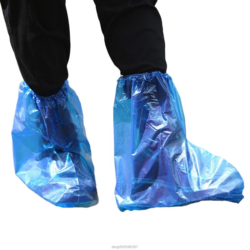 Premium Wegwerp Boot Covers Plastic Lange Waterdichte Schoenen Cover Voor Mannen Vrouwen Non Slip Boot &amp; Schoen Covers Bescherming: Blue short 14 wire 1