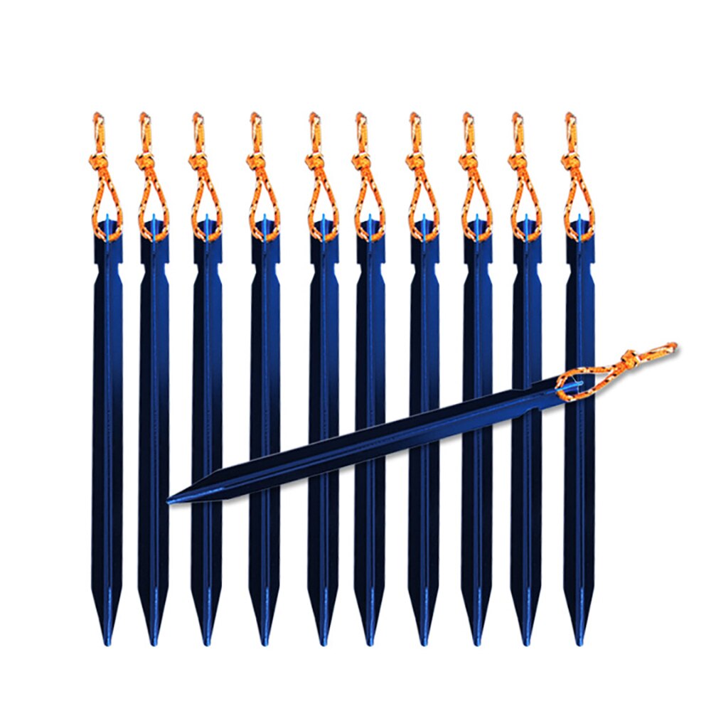 10 PCS Tenda Stakes con Corda Corda Corda Della Tenda Accessori Attrezzature Da Campeggio Corsa Esterna 18 centimetri Picchetti Chiodo: Blue