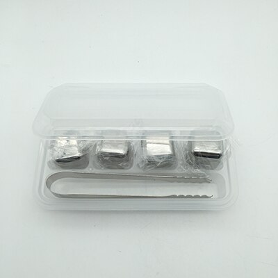 CHANOVEL Whisky Stones Ice Cubes Set Reusable 4/6/8 PCS Food Grade 304 Stainless Steel Wine Cooling Cube Chilling Bar Tool: 4PCS with Tong