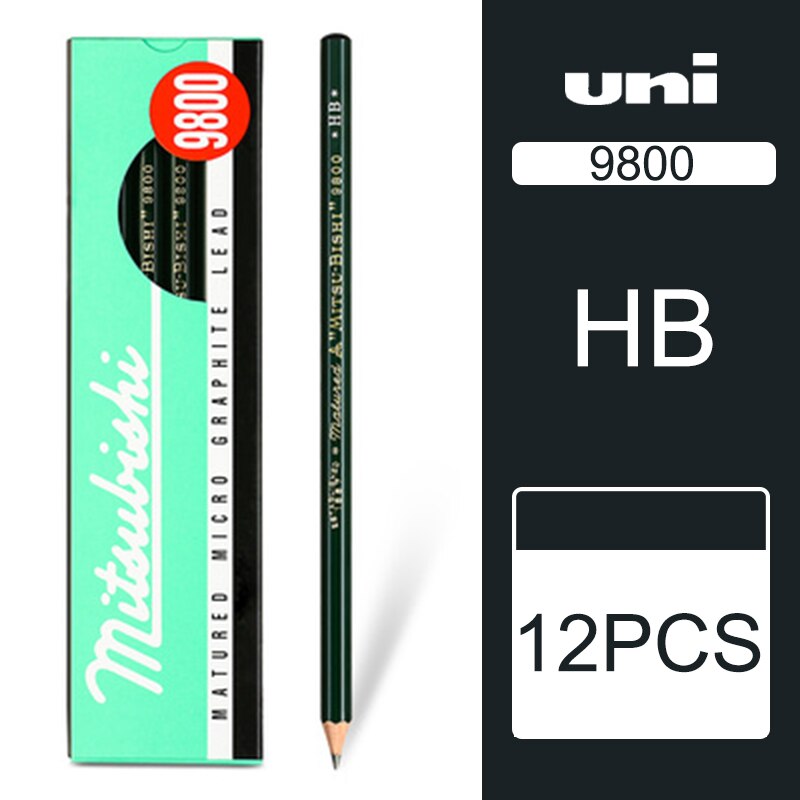 12/22 pinner uni mitsubishi blyant 9800 testkort tegneblyanter kunstskisseblyant: Hb