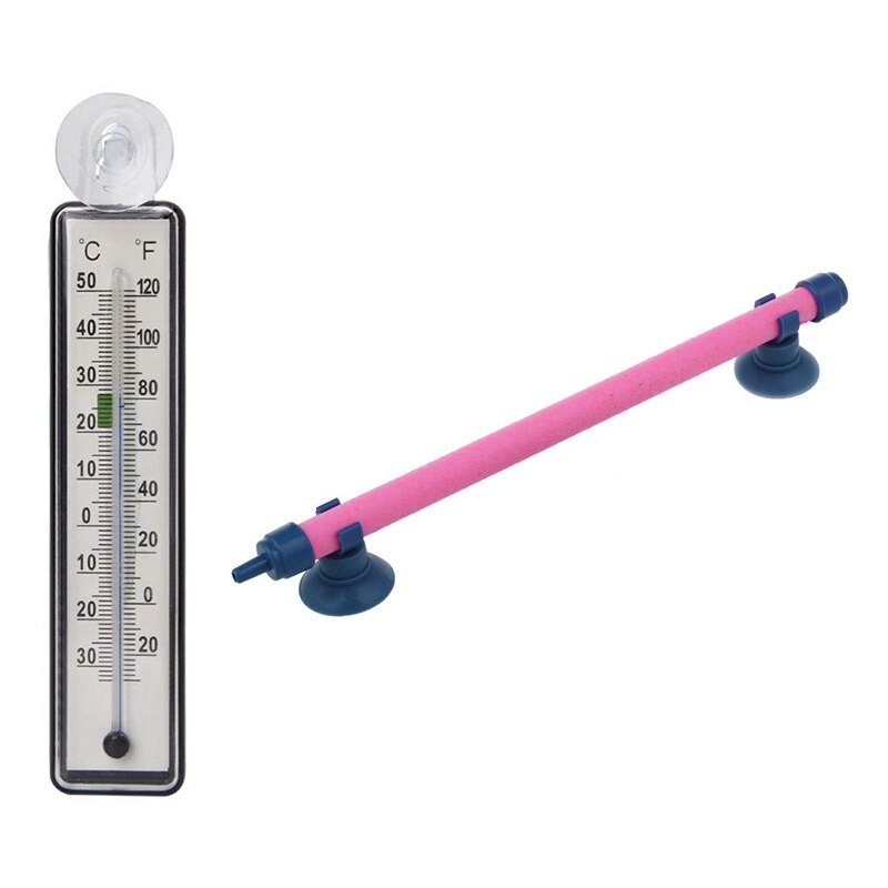 1 pièces Aquarium Air pierre bulle mur Tube Airstone & 1 pièces Aquarium Aquarium thermomètre verre mètre