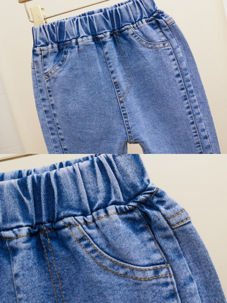 2-12 -årige piger jeans blonde elastik denim svajerbukser forår efterår ensfarvede bukser teenager børnepigetøj