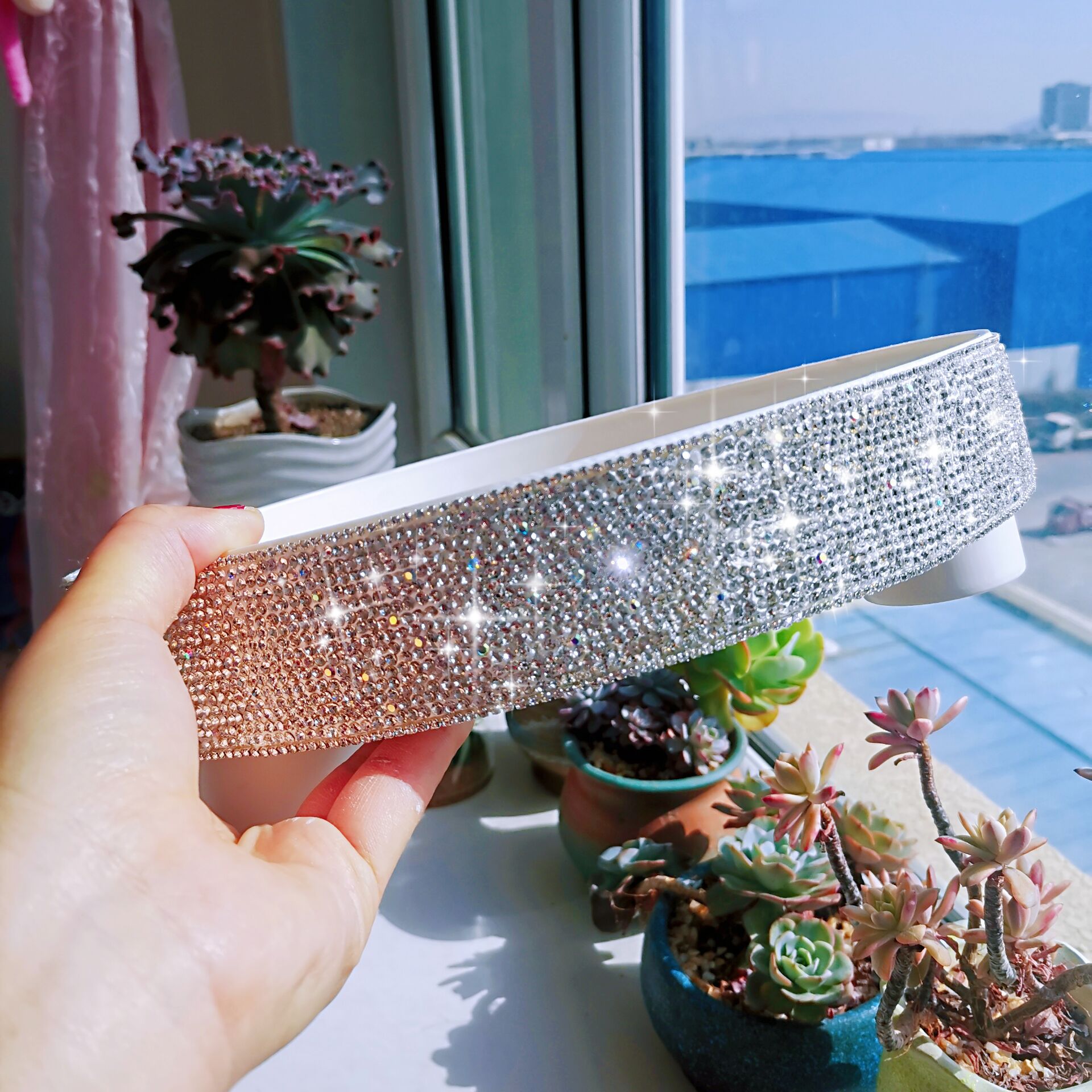 Bling Rhinestones Makeup Organizer Large Cosmetic Storage Box Jewelry Nail Polish Makeup Container Office Sundries Storage Boxes