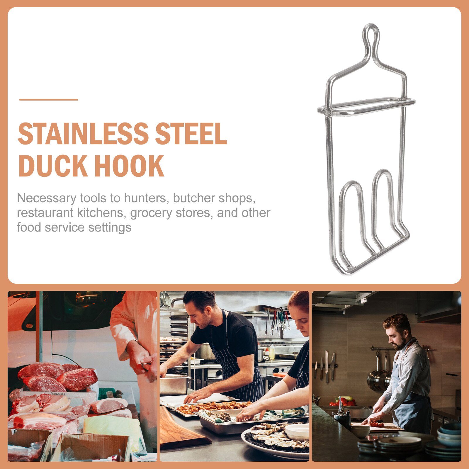 1pc Stainless Steel Duck Hook Wear-resistant Chicken Hook Slaughter Accessory
