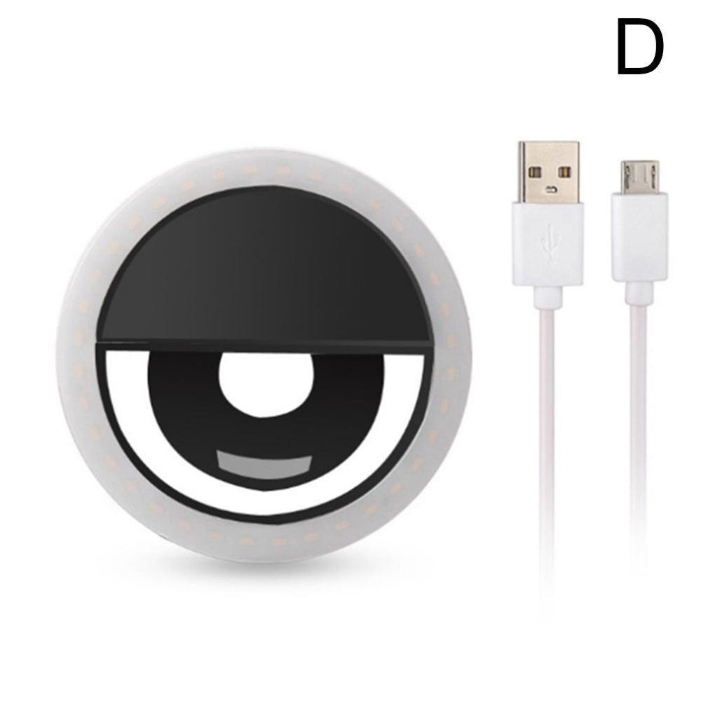 Mini Selfie Led Ring Licht Invullen Draagbare Mobiele Telefoon Mobiele Selfie 3 Niveaus Verlichting Voor Alle Lamp Clip Telefoons Lichtgevende ring M4R1: Black