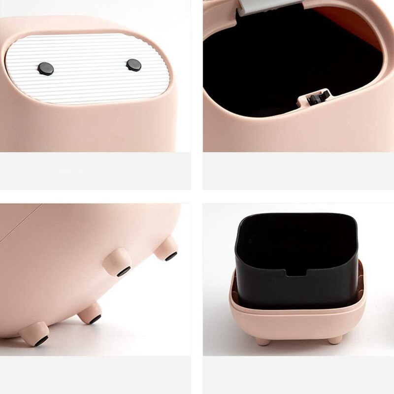 Mini Papelera para escritorio con tapa, organizador extraíble tipo prensa, Cubo de almacenamiento de escritorio