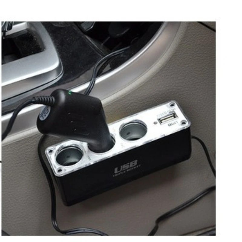 Auto-Feuerzeug-Adapter, Ladegerät, Adapter, dreifacher Splitter, Feuerzeug-Ausgang, 12 V, ABS, Schwarz, Zigarren-Auto-Adapter, Feuerzeug, mehrere Steckdosen, USB-Anschluss