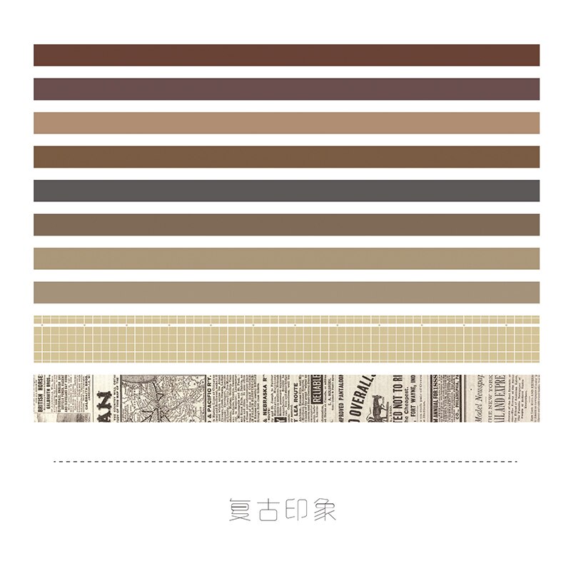 Juego de cintas Washi de cuadrícula Vintage, cinta adhesiva decorativa para diario, álbum de recortes, Material de álbum de recortes, 10 unids/set por juego: D