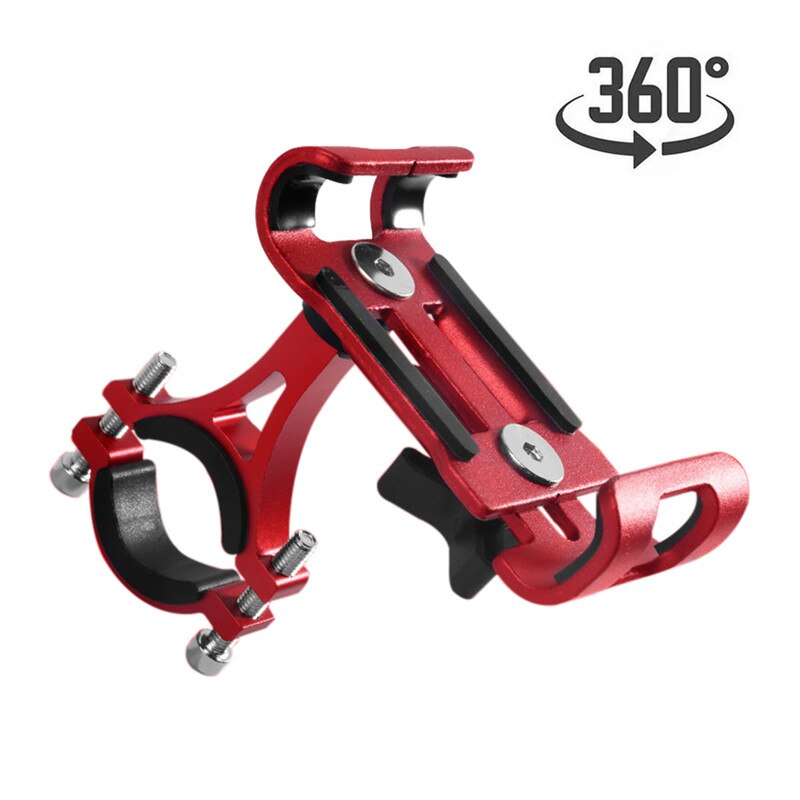 Metal Motorcycle Bike Phone Holder Aluminum Alloy Anti-slip Bracket GPS Clip Universal Bicycle Phone Stand for all Smartphones: Red Rotatable