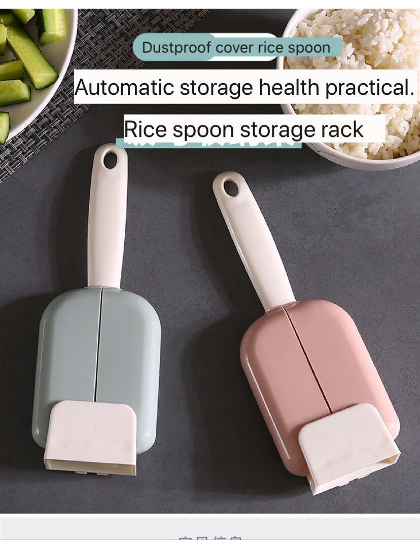 2 piece of household non-stick rice scoop storage rack can stand up automatically open and close easy to clean dust cover