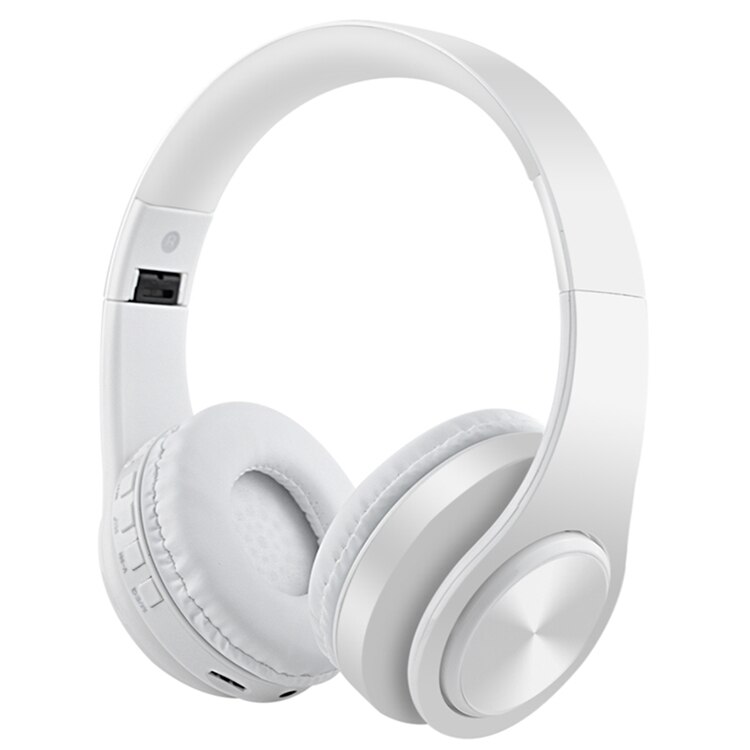 Año auriculares Bluetooth soporte deportivo TF FM radio bajo para iphone ordenador mejor auriculares inalámbricos con micrófono: White