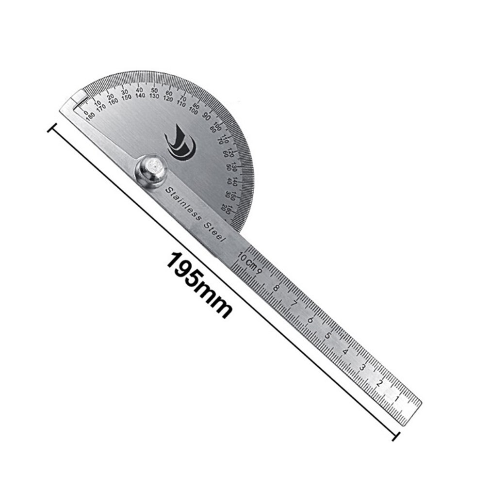 14.5cm 180Degree Adjustable Protractor Stainless Steel Arm Rotary Multifunction Roundhead Angle Ruler Woodworking Measuring Tool