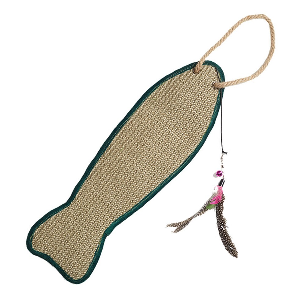 1Pc Vis Vormige Sisal Pad Kat Krabben Mat Beschermende Opknoping Pad Willekeurige Kleur