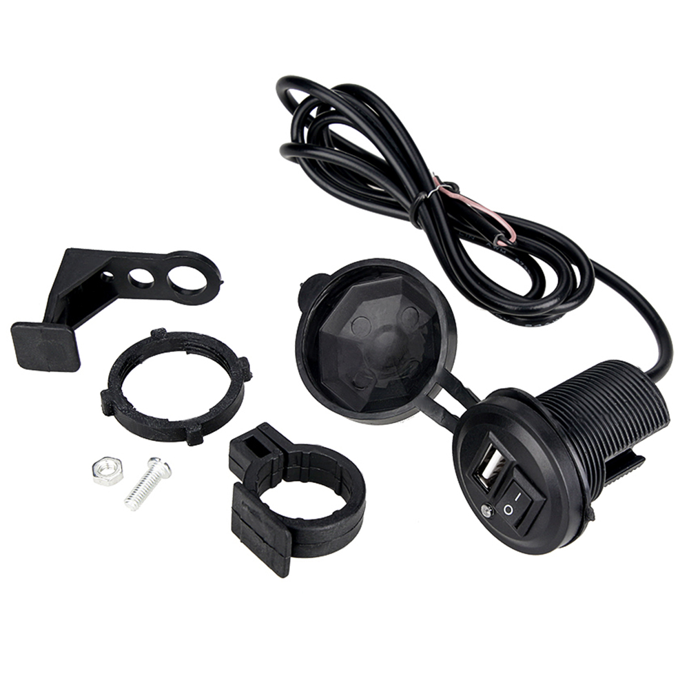 12V 24V USB Waterproof Motorcycle Switch Socket Motorbike Charger 5V 2.1A Cigarette Lighter Adapter for Mobile Phone Z2: 1