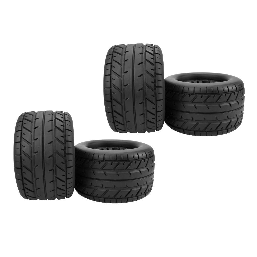 RC Car Tires Tyre and Wheels 6-Spoke Black for HSP HPI 1/10 Scale Monster Truck Bigfoot Car 4pcs