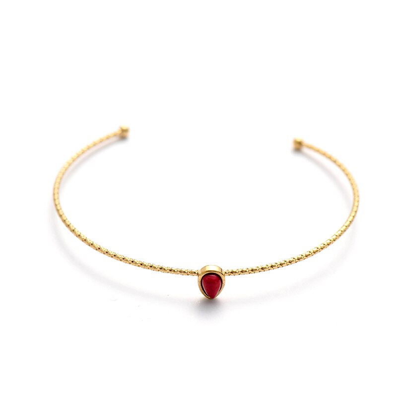 Selvaggio e Il Trasporto Della Boemia Oro in Acciaio Inox Braccialetti per Le Donne Goccia D'acqua di Pietra Aperto Bracleets punk Boho Spiaggia Dei Braccialetti Dei Monili: rosso