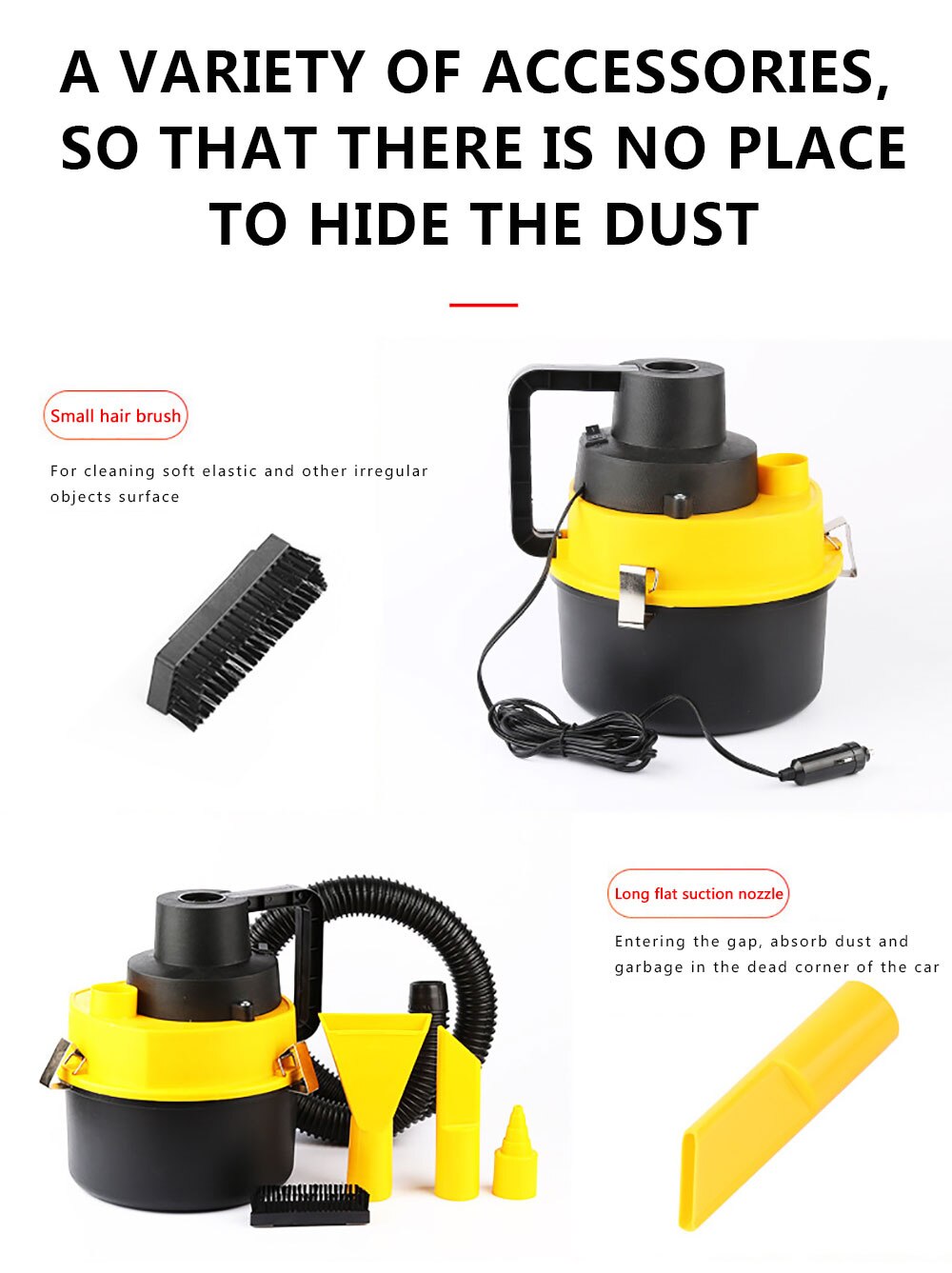 Car Vacuum Cleaner Wet And Dry 12V 5000mbar Strong Suction Accessories Auto Wired 120W Powerful