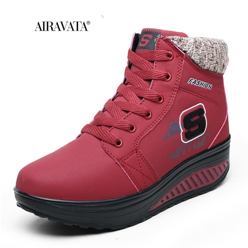 Vrouwen Winter Sneakers Comfortabele Zachte Wandelschoenen Plus Fluwelen Outdoor Warme Schudden Schoenen Dikke Slijtvaste: Rood / 40